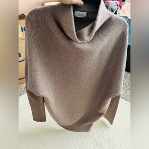 NWOT BluIvy Ribbed Taupe funnel neck sweater size M/L